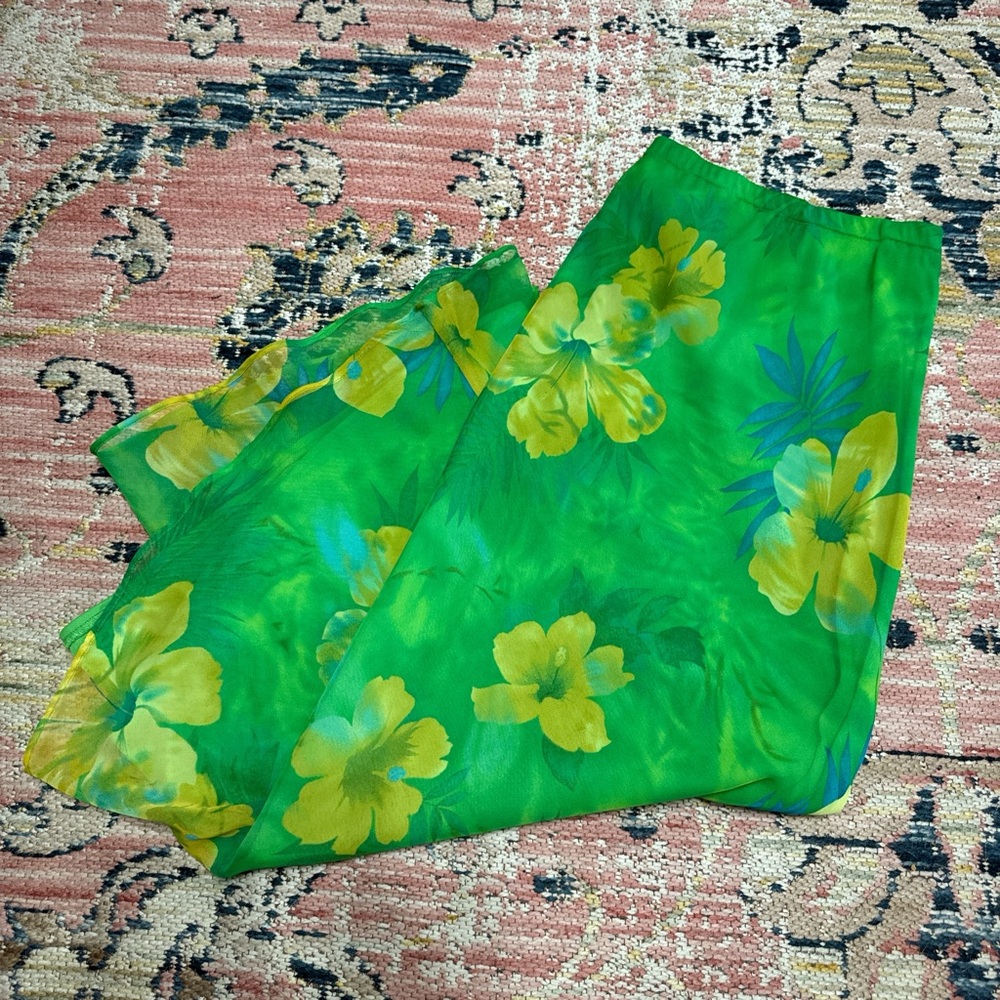 Hawaiin type floral skirt.